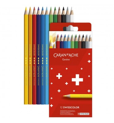 Lápis de Cor Swisscolor 12 Cores Permanente Caran D'Ache 