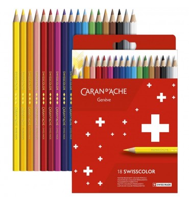 Lápis de Cor Swisscolor 18 Cores Permanente Caran D'Ache