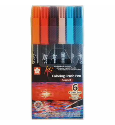 Caneta Ponta de Pincel 6 Cores Paisagem Koi Sakura