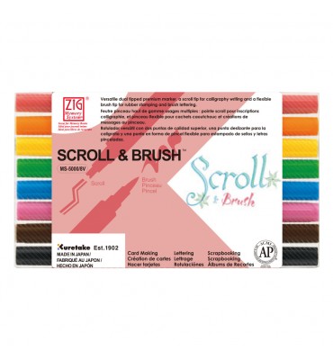 Caneta de Caligrafia Zig Scroll & Brush 08 Cores Kuretake
