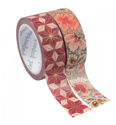 Washi Tape Paperblanks C/2 Hishi & Floral Ivory