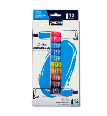 Estojo Tinta Aquarela Pébéo Studio 12 Cores 12ml