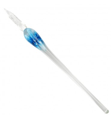 Pena de Vidro Para Caligrafia Floral Azul Sinoart