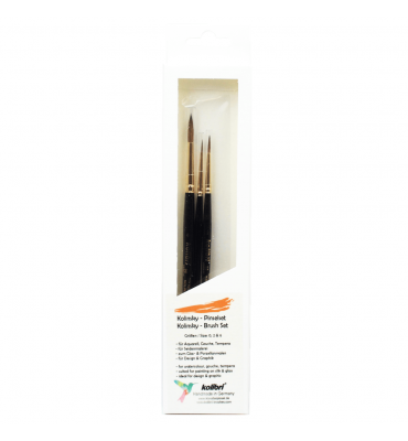 Kit de Pincéis Kolibri Marta Natural Redondo 98-026 C/3