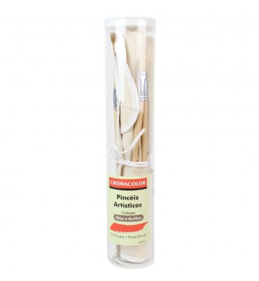 Kit de Pincéis Cromacolor Acrílico e Óleo c/18
