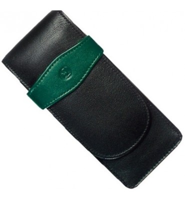 Porta Canetas de Couro Para 03 Canetas Verde