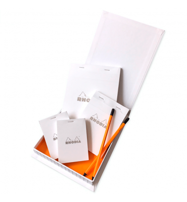 Kit de Bloco de Notas Papel The Essential Box Rhodia Capa Branca