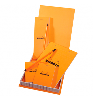 Kit de Bloco de Notas Papel The Essential Box Rhodia Orange 