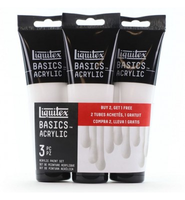 Kit Tinta Acrílica Liquitex Basics 118ml com 03 Unidades de Titanium White 