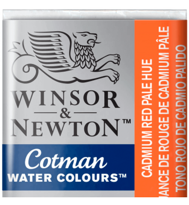 Tinta Aquarela Pastilha Cotman Winsor & Newton Cadmium Red Pale Hue 103