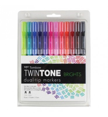 Marcadores Twintone Tombow 12 Cores Vibrantes