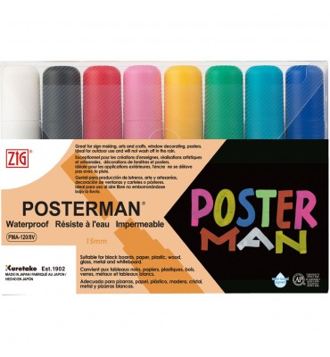 Marcador Zig Posterman Kuretake 08 Cores PMA-120/8V 