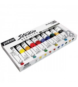 Kit Tinta Acrílica Pébéo 10 Cores 20ml + Pincel