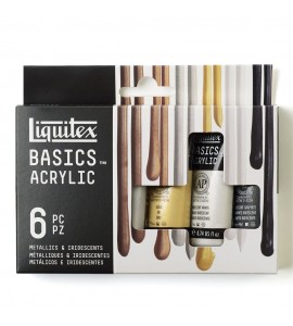 Estojo Tinta Acrílica Liquitex Basics 06 Cores Metálicas 22ml 