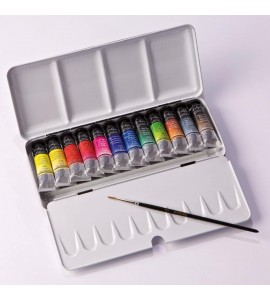 Tinta Aquarela Sennelier L'Aquarelle Extra Fine Bisnaga 12 Cores c/ Pincel