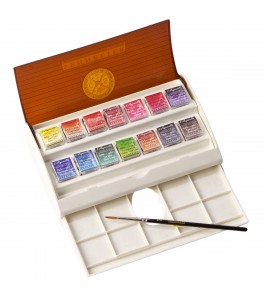 Tinta Aquarela Sennelier L'Aquarelle Extra Fine Pastilha 14 Cores c/ Pincel