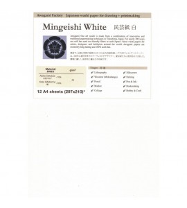 Papel Japonês Mingeishi White Awagami Pack 12 Folhas A4
