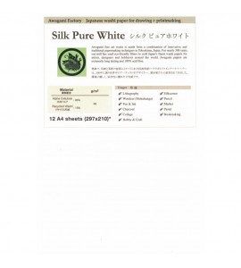 Papel Japonês Silk Pure White Awagami Pack 12 Folhas A4