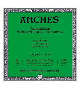 Bloco de Papel para Aquarela Arches TF 300g/m² 20x20cm 20 Folhas