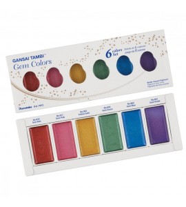 Estojo Aquarela Kuretake Gansai Tambi Gem Colors 6 Cores