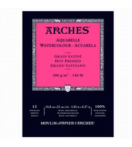 Bloco de Papel para Aquarela Arches TS 300g/m² 14,8x21cm C/12 Folhas