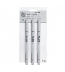Estojo Fineliner Nanquim Winsor & Newton 3 Canetas Cinza
