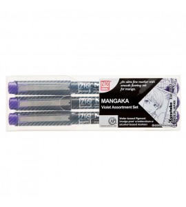 Estojo Caneta Nanquim Mangaka Violet 3 Pontas Kuretake