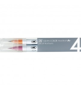 Estojo Caneta Kuretake Zig Clean Color Real Brush Deep Colours 4 Unidades