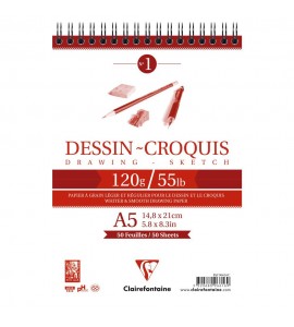 Bloco de Papel Dessin Croquis A5 120g/m² 50 Folhas Clairefontaine