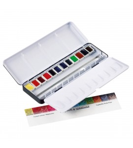 Estojo Aquarela Sennelier L'Aquarelle Extra Fine Pastilha 12 Cores c/ Pincel