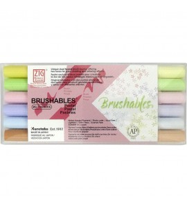 Estojo Canetas Brushables Kuretake C/6 Pastel Ponta Dupla