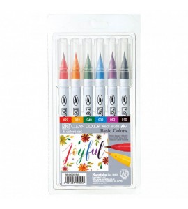 Estojo Caneta Kuretake Zig Clean Color Real Brush Basic 6 Unidades