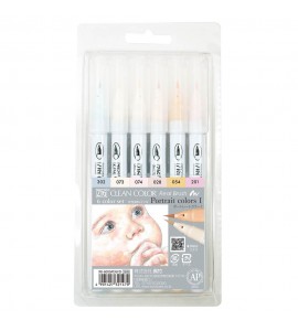 Estojo Caneta Kuretake Zig Clean Color Real Brush Portrait 6 Unidades 
