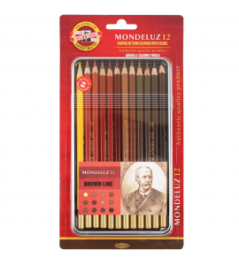 Lápis Aquarelável Koh-I-Noor Mondeluz 12 cores Tons de Marrom