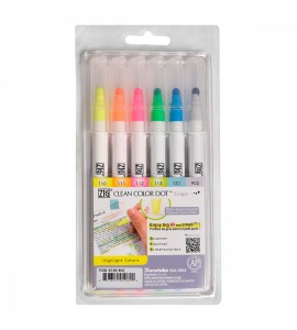 Estojo Zig Single Highlight Colors 6 Unidades Kuretake 