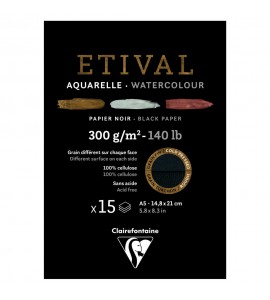 Bloco Para Aquarela Etival Papel Preto A5 300g 