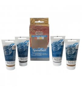Kit Tinta Xilogravura Speedball c/04 Cores Metálicas 37ml