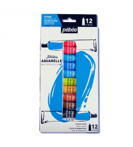 Estojo Tinta Aquarela Pébéo Studio 12 Cores 12ml