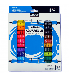 Estojo Tinta Aquarela Pébéo Studio 24 Cores 12ml