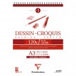 Bloco de Papel Dessin Croquis A3 120g/m² 50 Folhas Clairefontaine