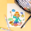Estojo Caneta Kuretake Zig Real Brush + Mangaka c/22 Peças