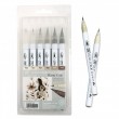 Estojo Caneta Kuretake Zig Clean Color Real Brush Warm Gray 6 Unidades