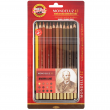 Lápis Aquarelável Koh-I-Noor Mondeluz 12 cores Tons de Marrom