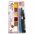 Estojo De Aquarela e Caligrafia Kuretake Coleção Arte Flor em Aquarela