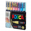 Kit Marcador Uni-Ball PC-3M Soft Colors 8 Cores Pastéis