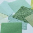Mini Block de Papel Japonês Awagami C/150 Folhas de 8,5cmX8,5cm em Tons de Verde