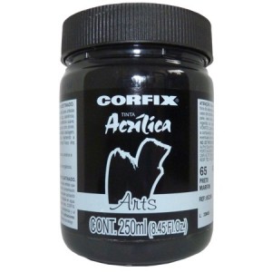 Tinta Acrílica 250ml Corfix Arts 065 Preto Marfim G1