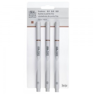 Estojo Fineliner Nanquim Winsor & Newton 3 Canetas Sépia
