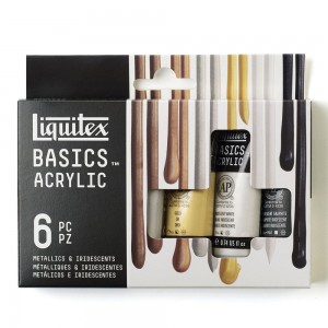 Estojo Tinta Acrílica Liquitex Basics 06 Cores Metálicas 22ml 