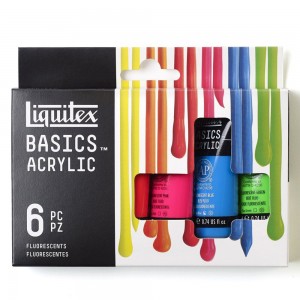 Estojo Tinta Acrílica Liquitex Basics 06 Cores Fluorescentes 22ml 
